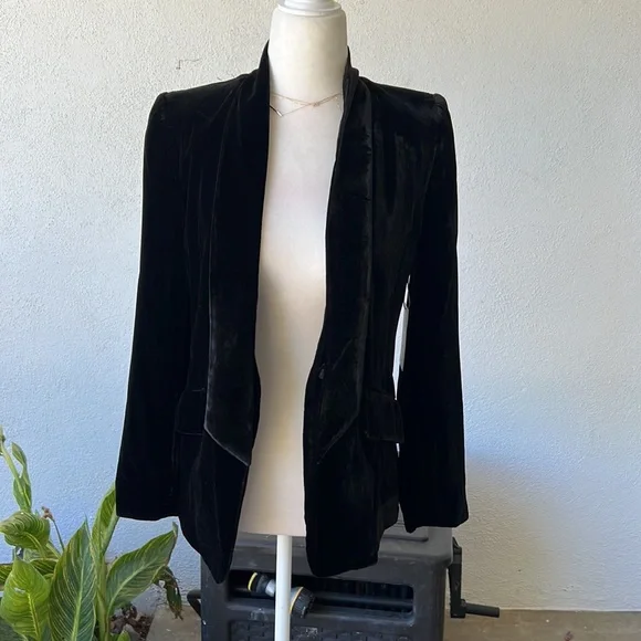 FRAME Velvet Neck Tie Blazer - Picture 10 of 16